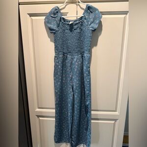 OshKosh B'gosh Girls Teal Blue Floral jumpsuit